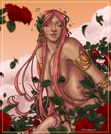 Pin up painting of Supergiant Hades' Aphrodite